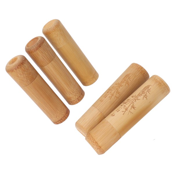 5 stk. 12 cm Lange Rejse Bambus Teboks Teopbevaring Beholder Glas til Kaffe Bønner Nødder 2 stk. Bambus Type 3 stk. Blankt Type