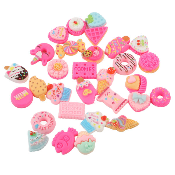 30 stk DIY Mat Charm Dessert Kake Is Brød Donut Cookies Godteri DIY Dekorasjonsmateriale