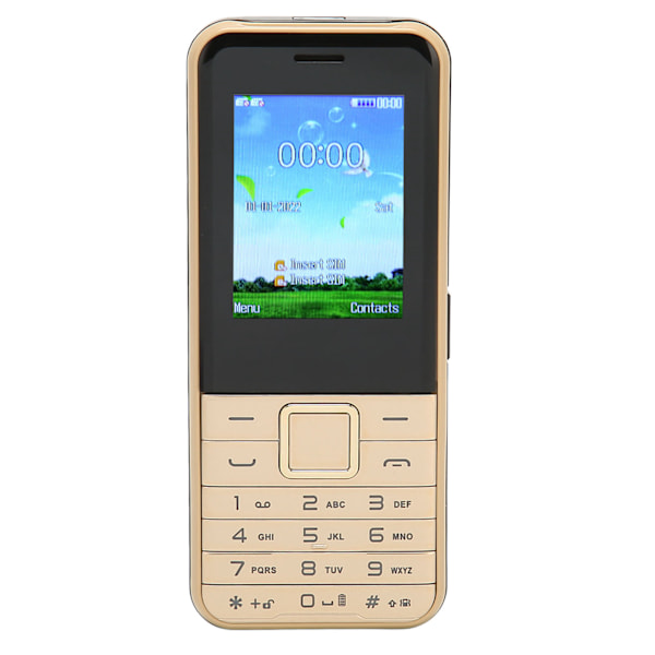 S502 2G Ulåst Multifunksjonell Eldre Mobiltelefon 2.4in Skjerm 3000mAh Dual SIM Telefon 100‑240V Gull EU Plugg