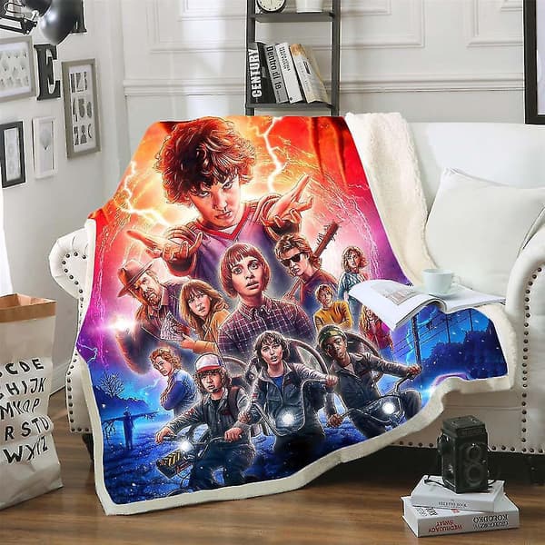 Stranger Things 3D-tryckt plyschfleecefilt - Tvättbart täcke 130*150cm