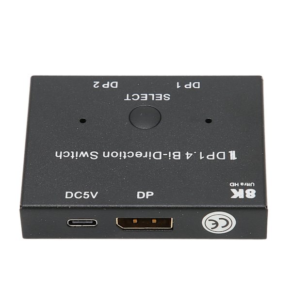 DisplayPort-bryter 2x1/1x2 DisplayPort Tosidig Switcher Støtter 8K 30Hz 5K 60Hz 4K 120Hz/60Hz for Monitor Bærbar PC