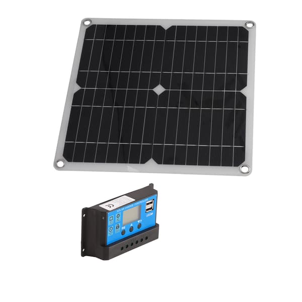 15W Solar Panel Kit Dubbel USB DC-utgång 100A Controller Solceller Kompatibel med bilbåt BatteryController Blå