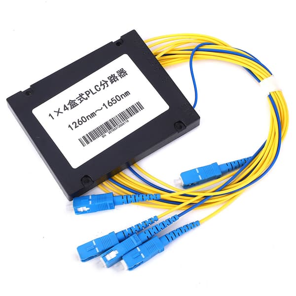 PLC Fiber Splitter Singelmodus Lavt Innsettingstap 1X4 SC/UPC Grensesnitt for Hjemmekabling