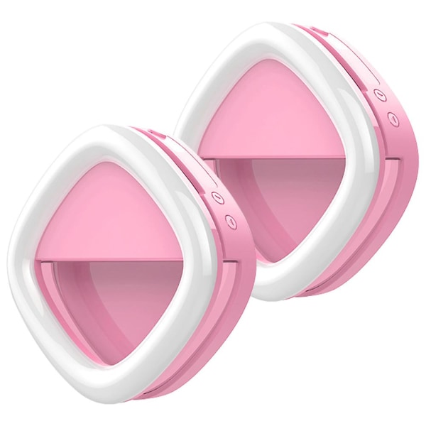 Selfie Light Mobiltelefon, Led Ring Light, 3 lysstyrkenivåer Pink