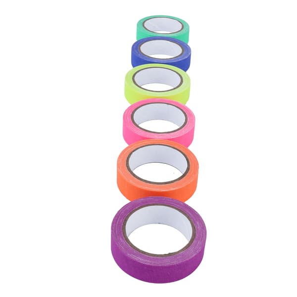 6 stk selvklebende tape 6 farger fluorescerende UV bomullsstofftape Scene Performance Prop