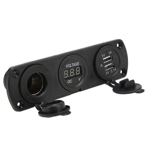3-i-1-laderudtag Panel Dobbelte USB-udtag Panel Cigarettænderudtag LED Digital Voltmeter til Lastbil Marine RV