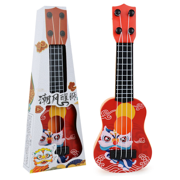 Børne Ukulele Model Tegneserie Løve 4 Strenge Begynder Ukulele Mini Musikinstrument Legetøj til Tidlig Uddannelse Rød