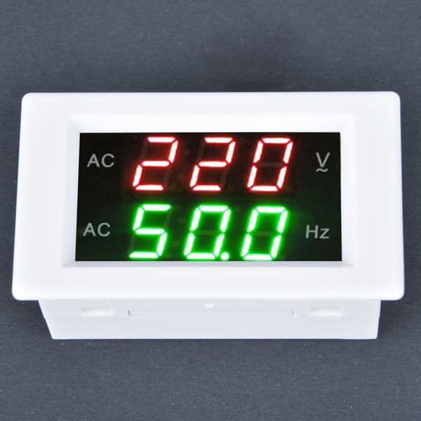 Generator Dual Display LED Digital AC Voltmeter Frekvensmåler Testverktøy (Hvit)
