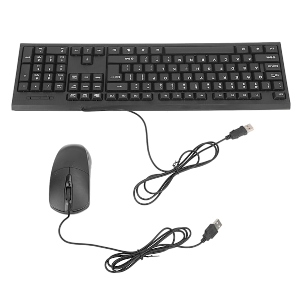 Tangentbord och mus Combo Svart Vattentät 104 nycklar Anti-Slip USB-kabelanslutning Tangentbordsmusset för spelkontor