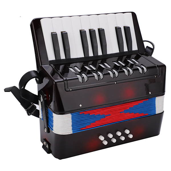 Trekkspill Musikkpiano Keyboard Leke Rytmeutdanning Vårinstrument 17 tangenter 8 bass Svart