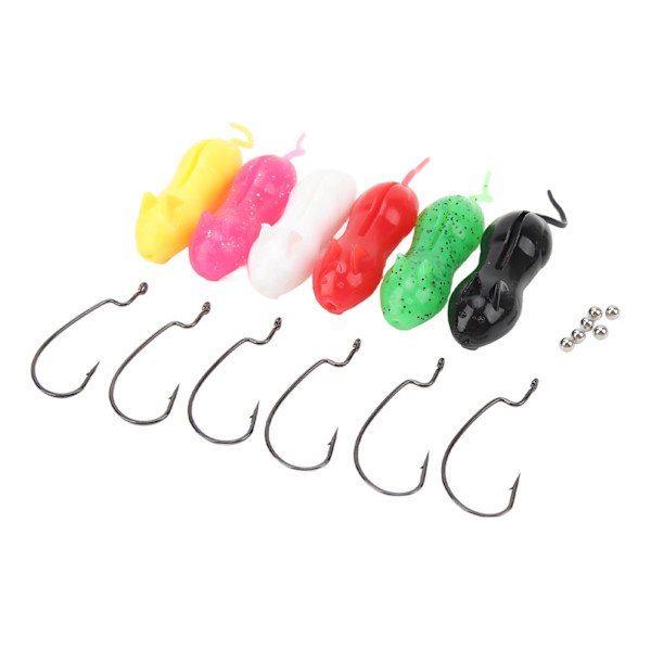 6 stk 11 cm 16g TPR-simulerings agn Flerfargede musformede lokker for saltvannsbåtfiske