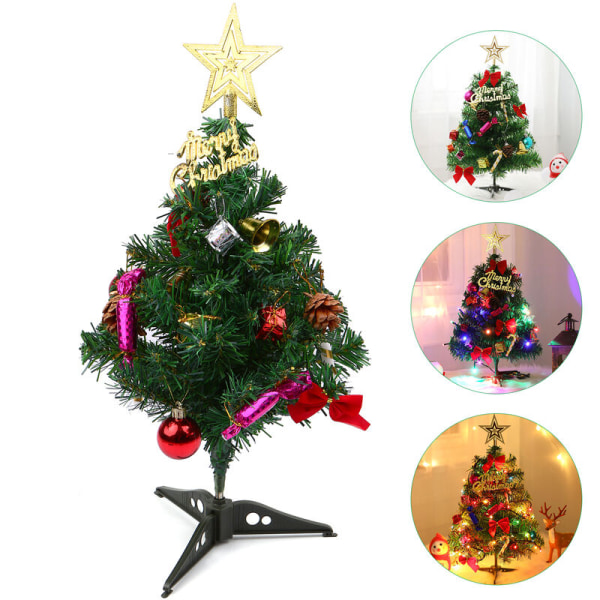 50CM ferie indretning plast simulering juletræ, ferie interiør juledekoration (forsendelse uden batteri) grøn