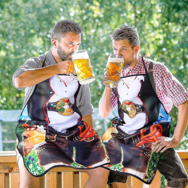 2 deler Oktoberfest forkle, Oktoberfest Party tyske leggings med justerbart snøringstau Matlaging Hagearbeid Grillbakeforkle