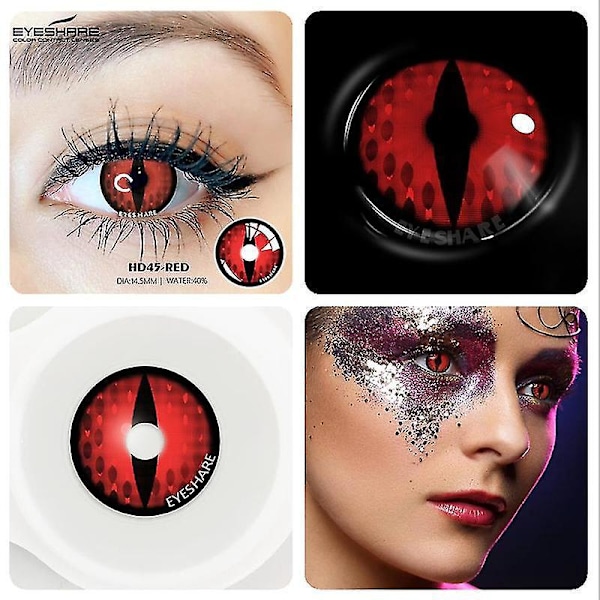 Anime Color Lens Cosplay Halloween Contact Lenses - 2pcs HD45-RED