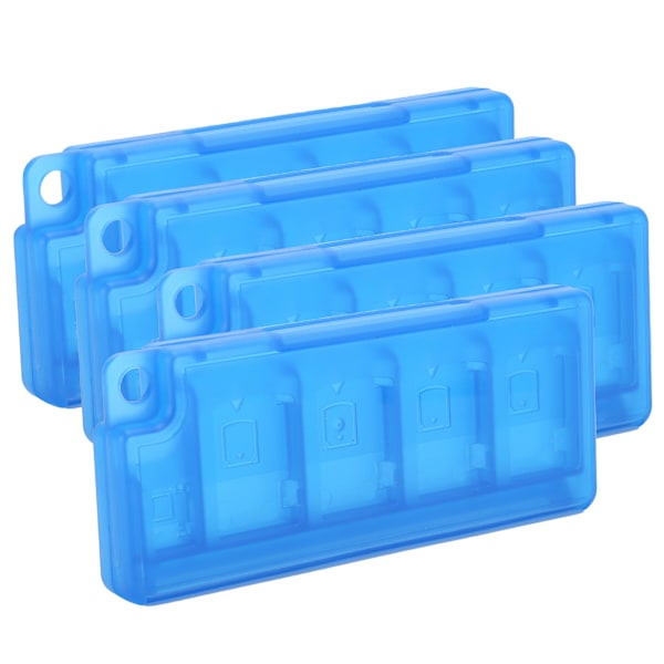 4 st Spelkortsfodral Förvaringsbox med 8 i 1 Kortplats + 2 st Platser för Nintendo Switch Blå