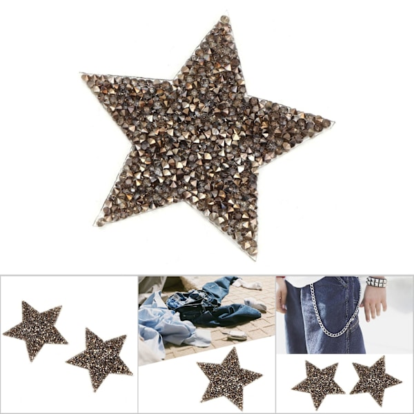 10 st Rhinestone Star Applikation Iron On Clothes Patch för klänning Skor Väska Hatt (grå)