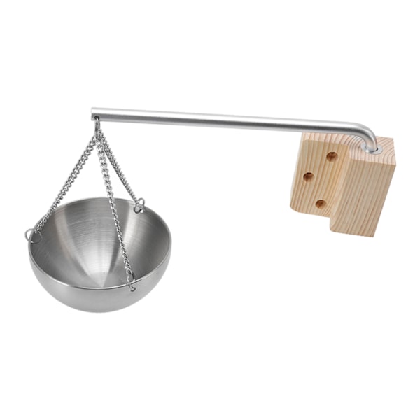 Badstueskål Rustfritt stål hengende aromaterapi oljekopp med treblokk for badstue rom S 12cm