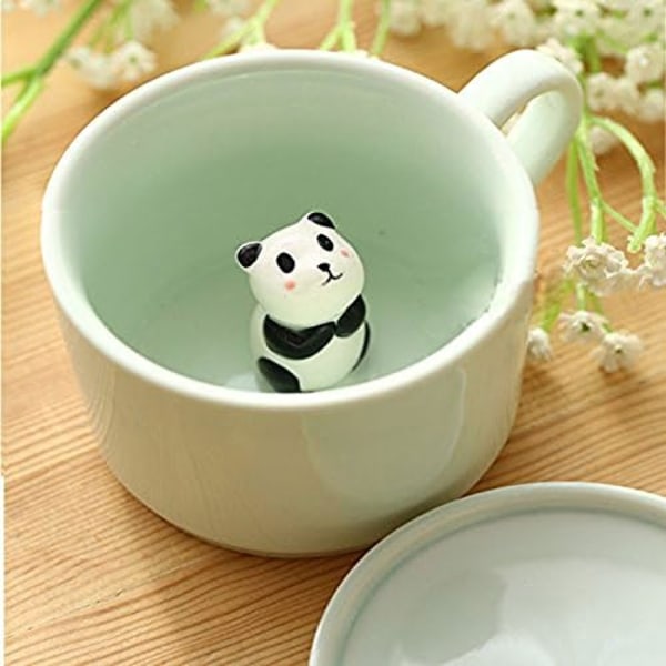 Søt kaffekrus, Kawaii melkete-keramikkkrus, 3D-dyremorgenkrus-gave til bryllup, bursdager (Panda)