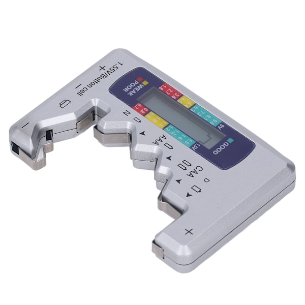 Digital batteritestare ABS LCD-skärm Knappcell batterikontroll för 1,5V 9V mätning Silver