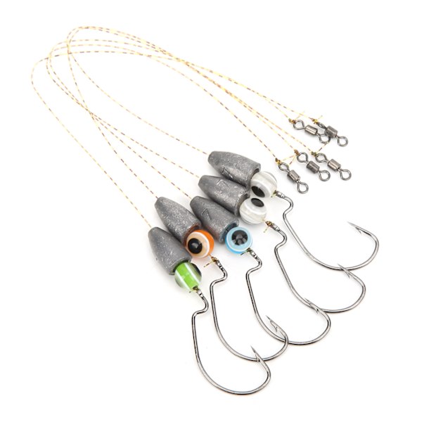 Fiskekroker Fiske Lures Jig Nylon Line med 3D Øye Ball Rustfritt Stål for Ferskvann Saltvann Bass Ørret Crappie