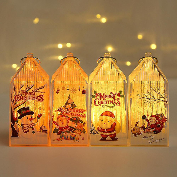 Jul Led lanterne lys, lille bærbar flammeløs lanterne til jul hjemme bar dekoration