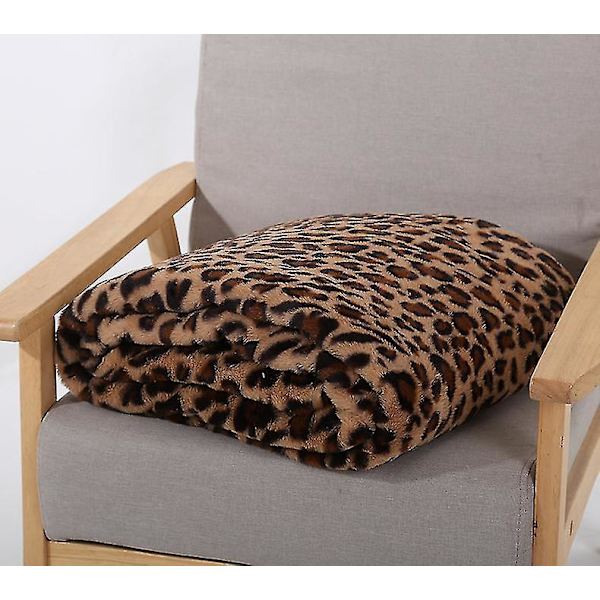 Leopardikuvioinen Kristallivillainen Sohvaviltti 160*200cm (Keltainen Ruskea)