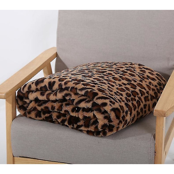 Leopardmønstret Krystall Fleece Sofadekken 160*200cm (Gulbrun)