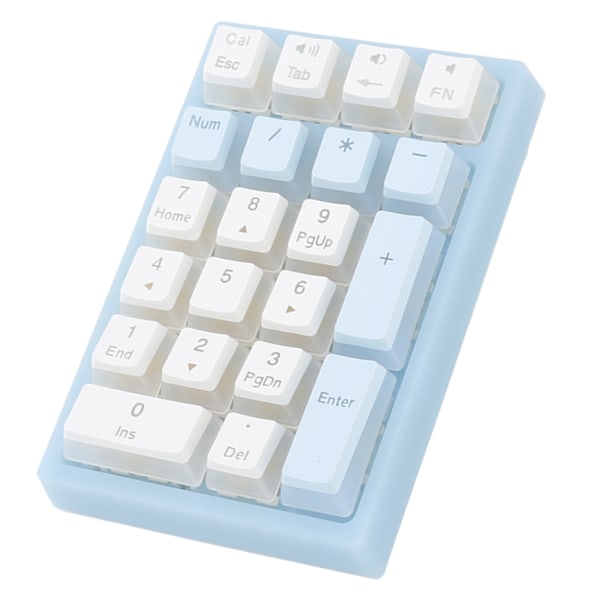 21 Tangenters Numerisk Knappsats RGB Bakgrundsbelyst Ergonomisk Liten Mekanisk Numpad Numeriskt Tangentbord för Laptop Dator Blå och Vit