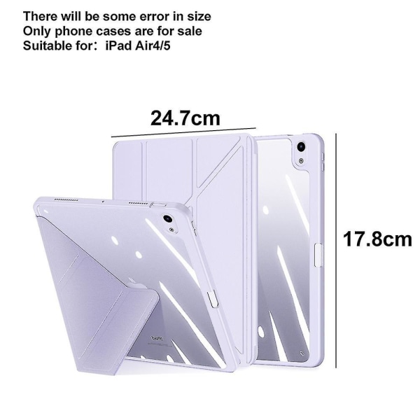 Etui kompatibelt Ipad Air4/5 10.9, separat aftageligt magnetisk etui, gennemsigtigt bagcover Purple