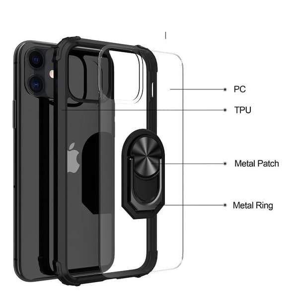 Kompatibel med iPhone 12 / 12 Pro Silikone Stødsikkert Cover - Sort Transparent transparent