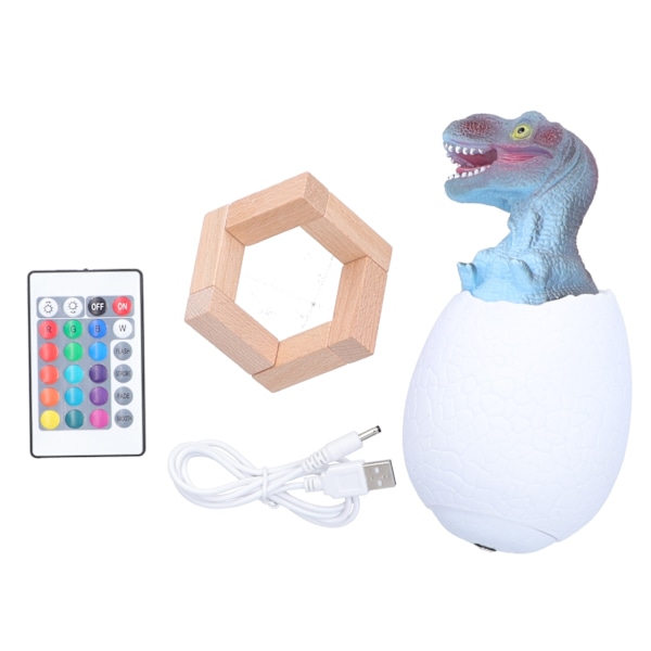 Touch Pat Sensor Nattlys Dinosaurie Egg Form Senglampe Belysning Leke USB-lading (16 Farger Fjernkontroll)