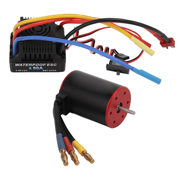 Harjaton Moottori 80A ESC-Sarja Vedenkestävä Sähköinen Nopeudenohjain 4mm Banaani-Pistokkeella 1/8 1/10 RC-Autolle 3650‑3100kV