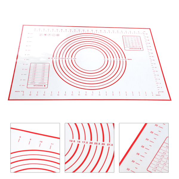 40x60 cm silikon bakematte Sklisikker bakeplate Deigrullmatte Bakeverktøy (rød)