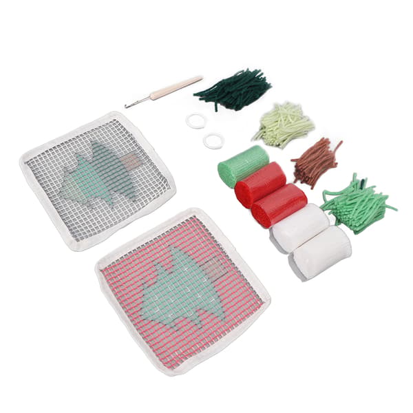 Latch Hook Kit Sødt Juletræsmønster DIY Hæklet Kop Måtte Blød Komfortabel Farverig Latch Hook Tæppe