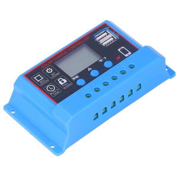 【NX】Solpanel opladningscontroller LCD-skærm PWM solcelleopladningsregulator 12V 24V10A