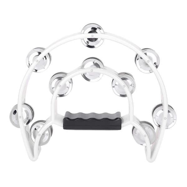 Double Row Jingles Handbell Tambourine Percussion Musical Instrument (Vit)