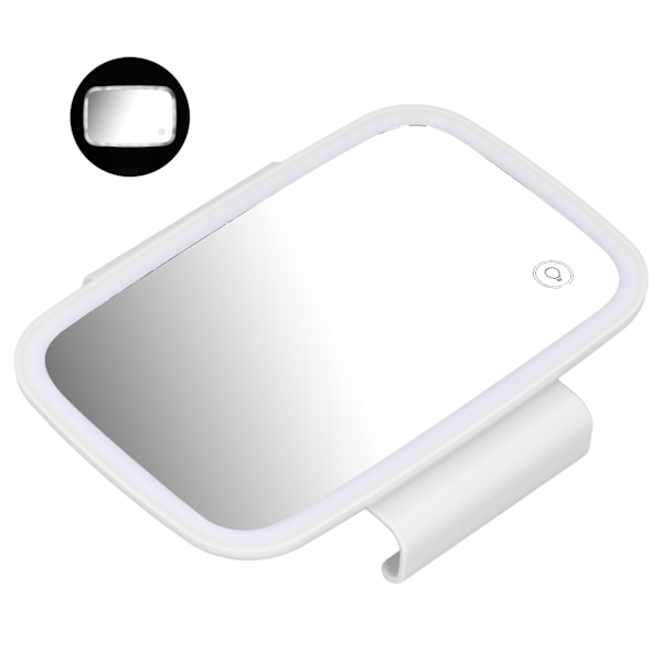 Bil Solskydd Sminkspegel Surround LED-lampor Pekskärm Plug and Play med infällbar baksida ClipWhite