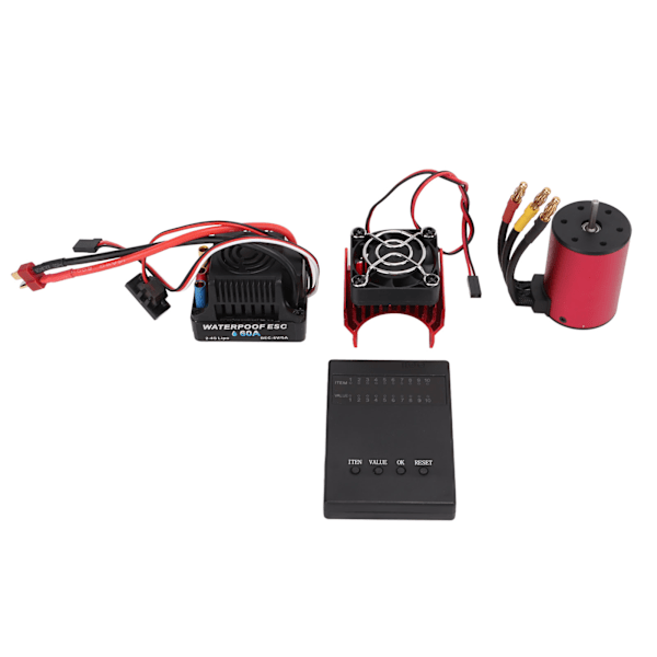 Vedenkestävä RC S3650 5200KV harjaton moottorisarja 60A harjattoman ESC-ohjelmointilevyn ja jäähdytyselementin kanssa 1/10 RC-autolle