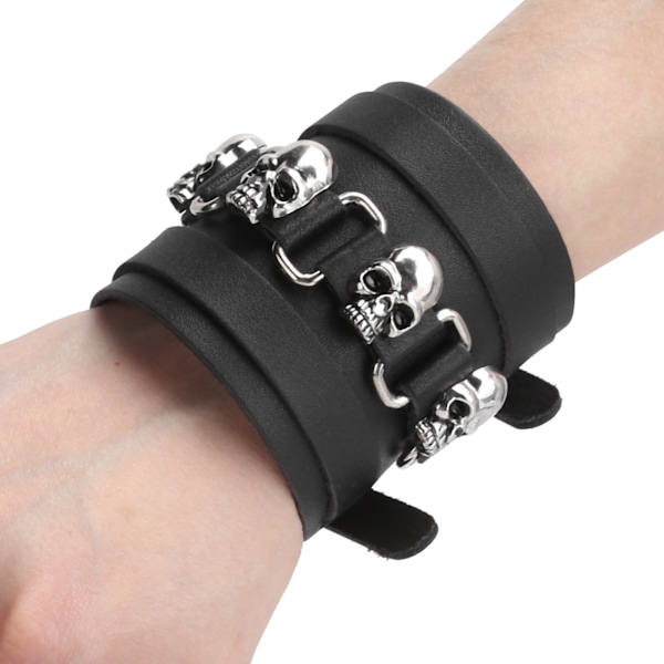 Metal Skull Läderarmband Punk Rock Style Justerbart armband för presentsouvenir