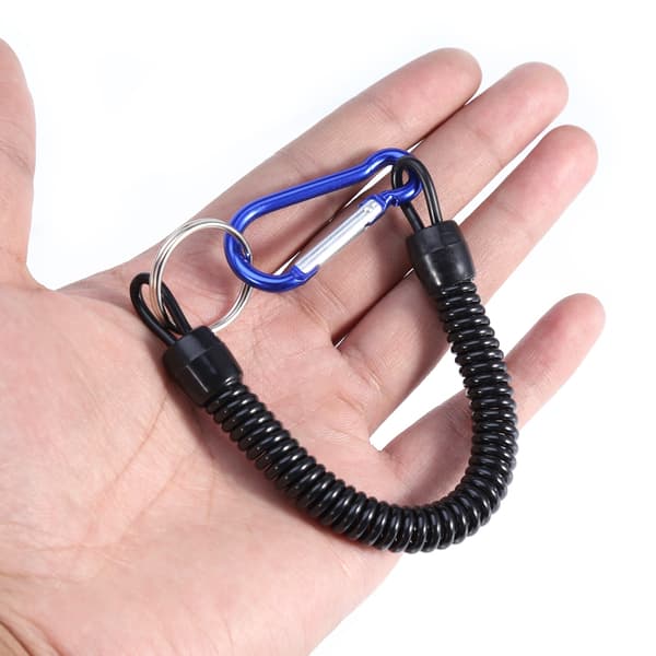 5 st Elastiska Fiske Rep Båt Lanyards Med Camping Karabiner Spänne Säker Lås Blå