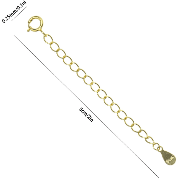 3 stk fjederlås kæde halskæde forlængelse til armbånd smykker fremstilling 18K forgyldt over 925 Sterling sølv 2 tommer