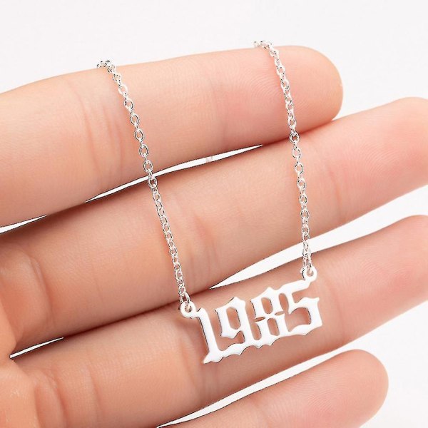 1980-2019 Fødselsår nummer Charm vedhæng rustfrit stål kæde halskæde smykker Golden 1980