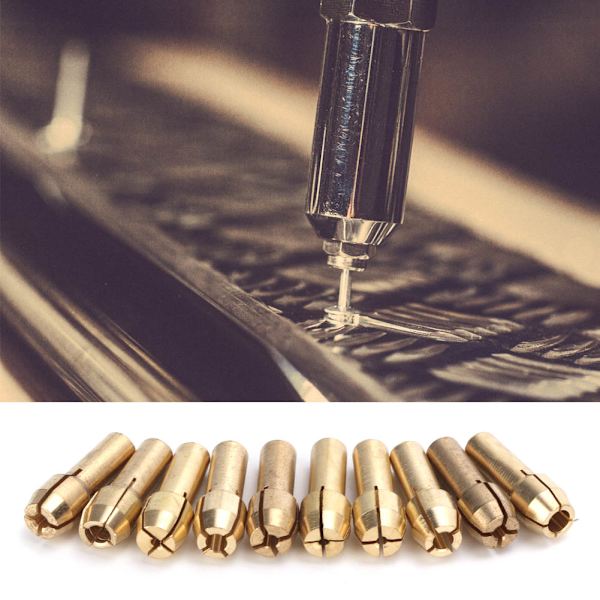 10 st 0,5-3,2 mm minimässingshylsor Chuckar Elektrisk slipmaskin Roterande verktygstillbehör (4,3 mm)