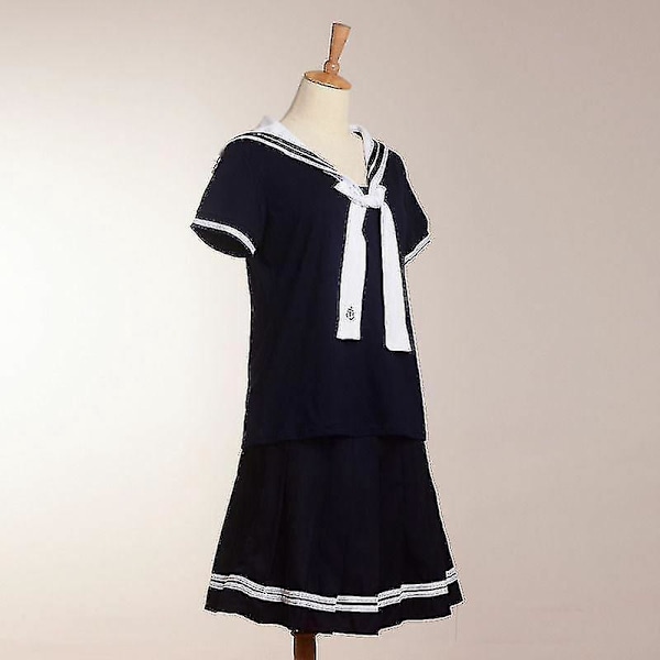 Japanese School Uniform Set - Sailor Style Top and Skirt in Black - Size L