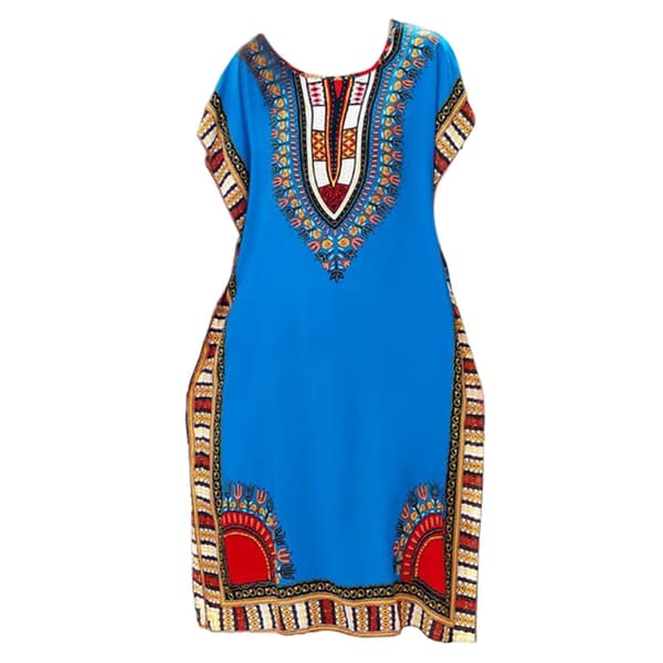 Dammode Rantamekko Boho Tyylikäs Etninen Mekko Blue