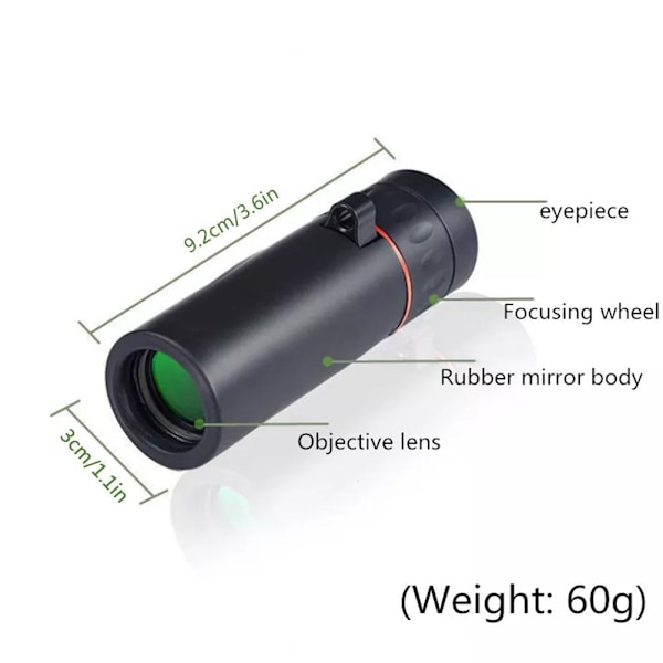 Bärbart Mini Monocular Telescope Vattentätt High Definition Monocular Telescope för Wildlife Camping Fotvandring