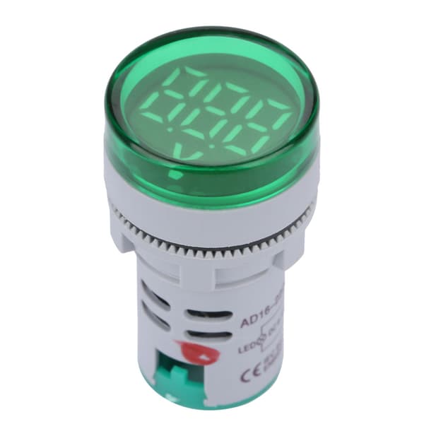 LED Voltmeter Signallys Digital Display DC Spændingsmåler Indikator Rund Lampe Tester (Grøn)