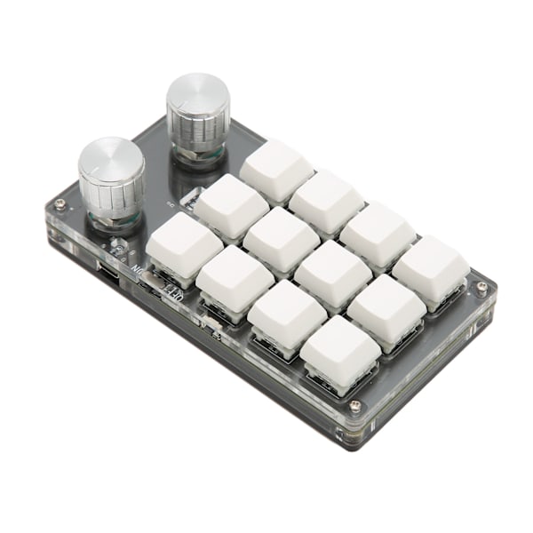 Mini-tangentbord 12 taster 2 knapper USB eller BT-tilkobling Blå bryter Plug and Play Programmerbar tastatur for spill Kontor Media Hvit