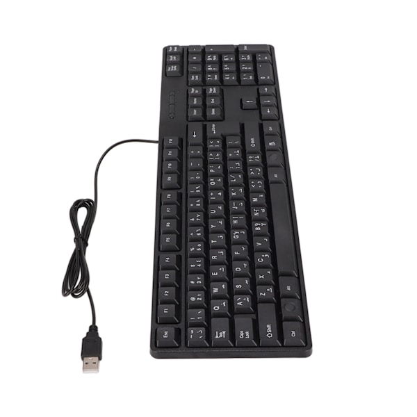 Arabisk tastatur 104 taster USB-grensesnitt kablet design Svart ABS-material Kontor-tastatur for stasjonære datamaskiner