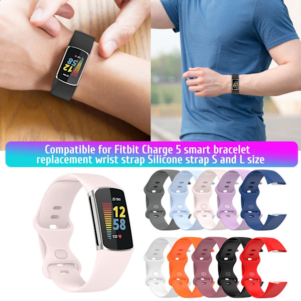 Ersättningsrem kompatibel för Fitbit Charge 5 TPU Soft Watch Band för Smart Watch